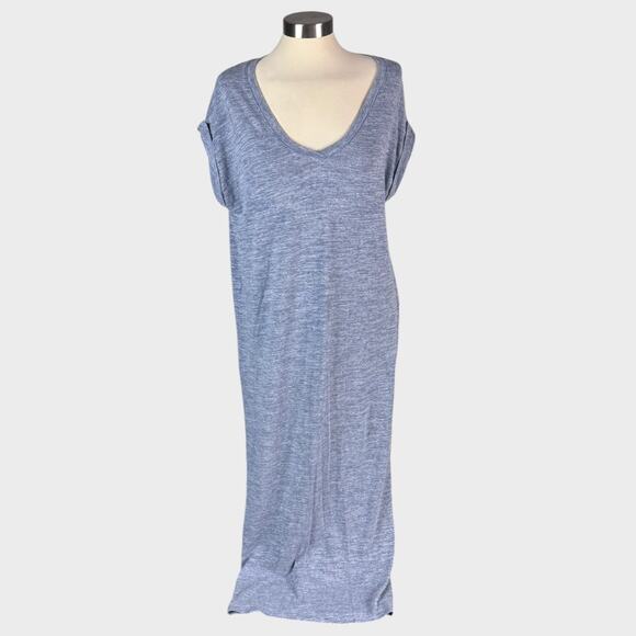 Cloth & Stone Long Cap Sleeve Dress Blue Medium Polyester Cotton Rayon - Picture 1 of 7
